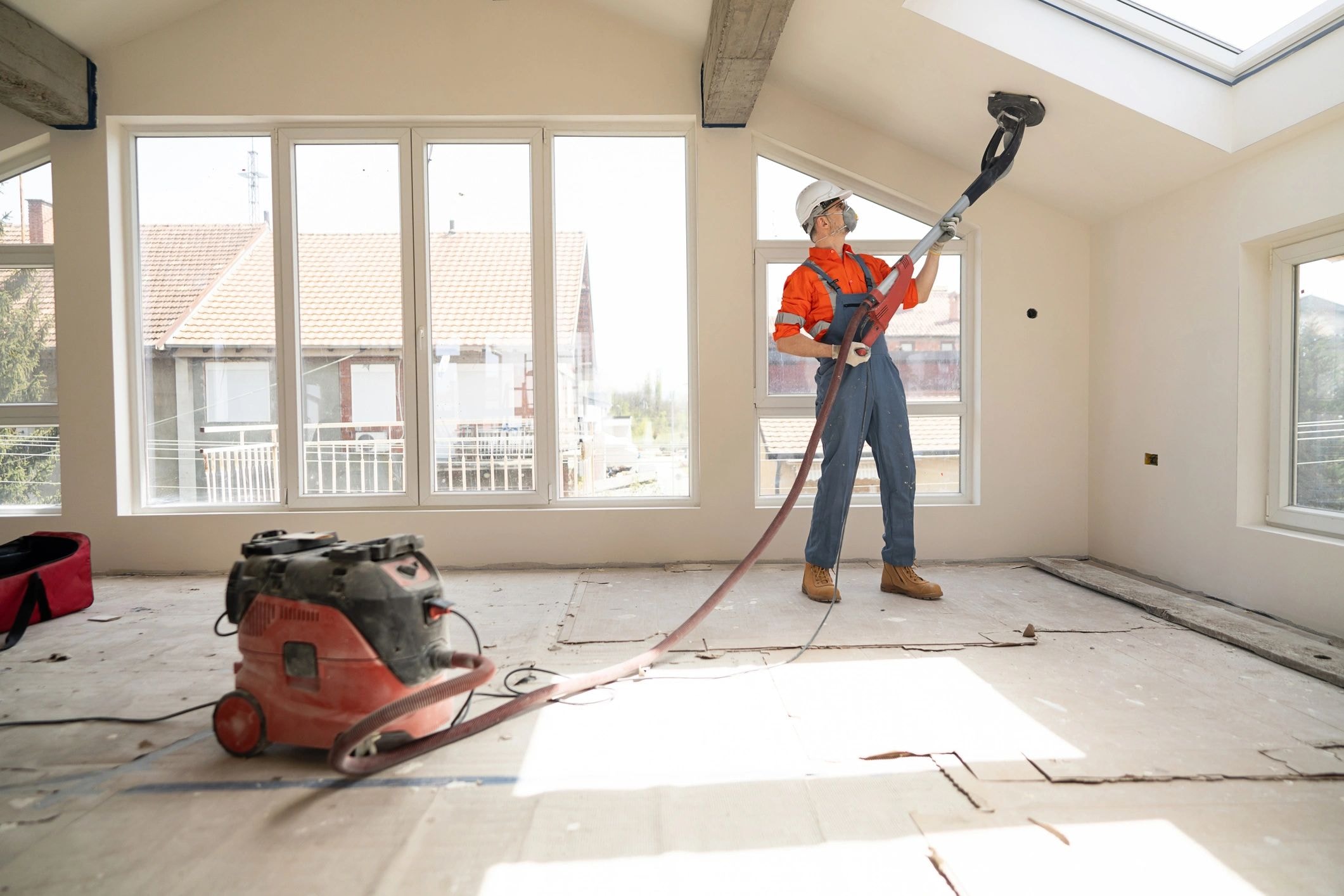 Construction worker interior renovation