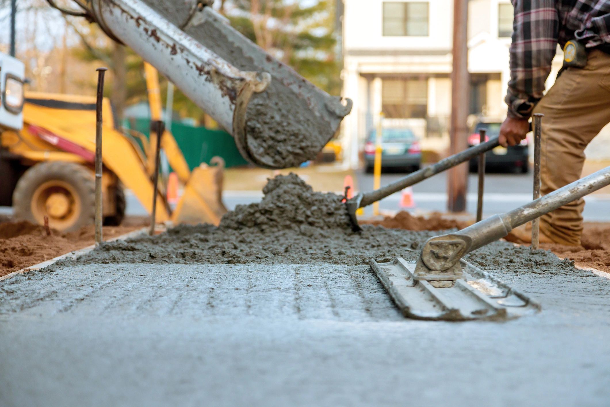 Concrete pouring street construction